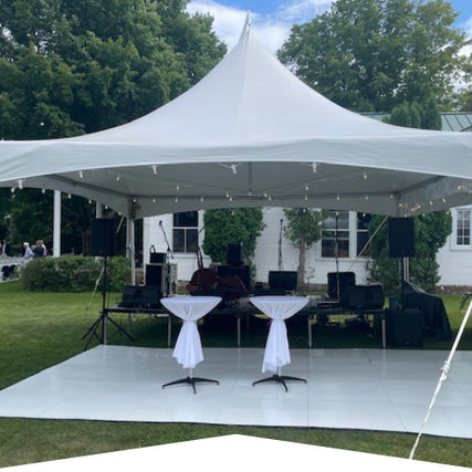 Party & Event RentalsWhite party tent and dance floor