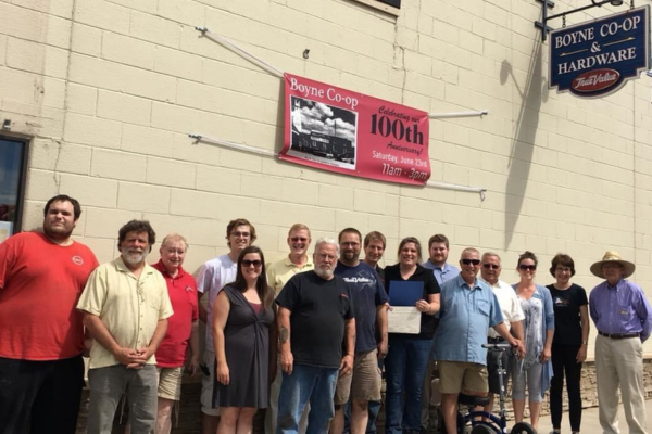 Boyne Co-op Hardware and Rental staff standing in front of the store